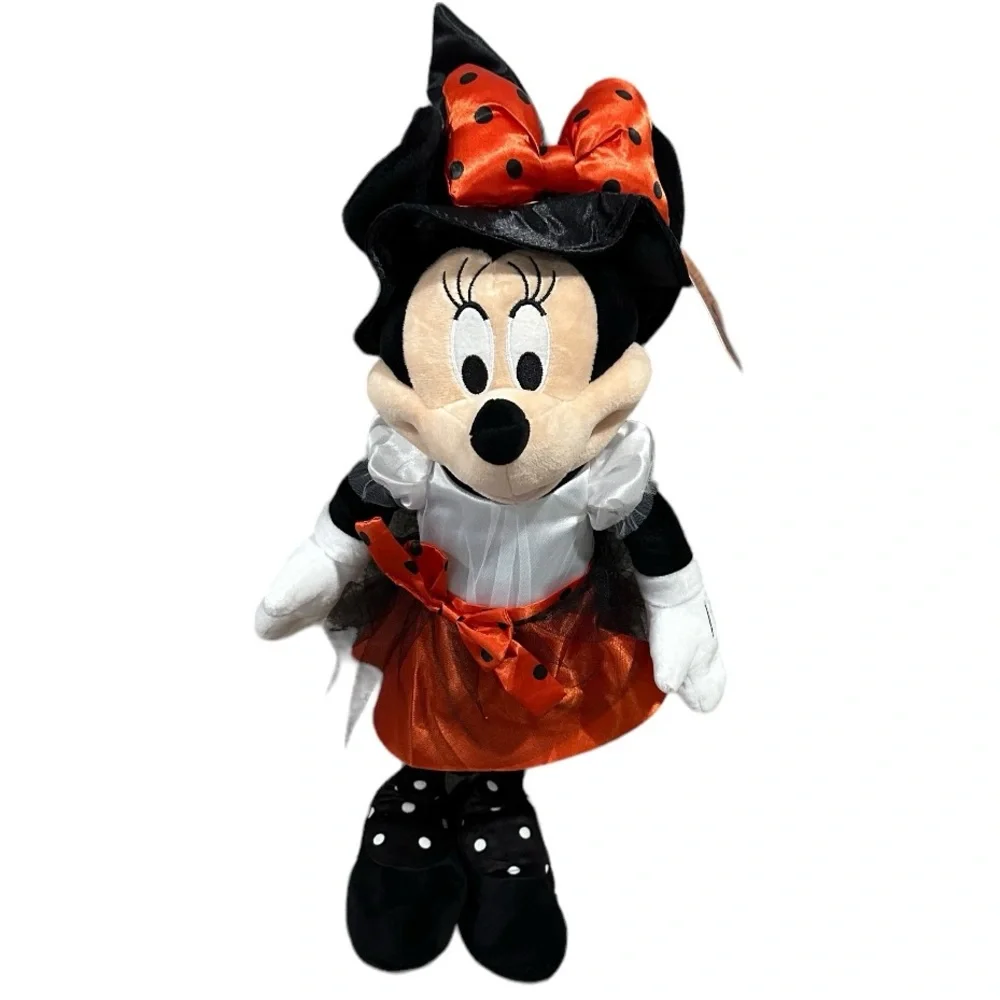 Disney Minnie Mouse Witch Halloween Greeter 21” Black, Orange, Polka Dot. New